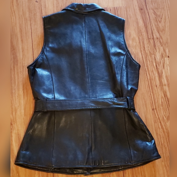 American Leather Vest Jacket w/ adjustable belt - Picture 2 of 5